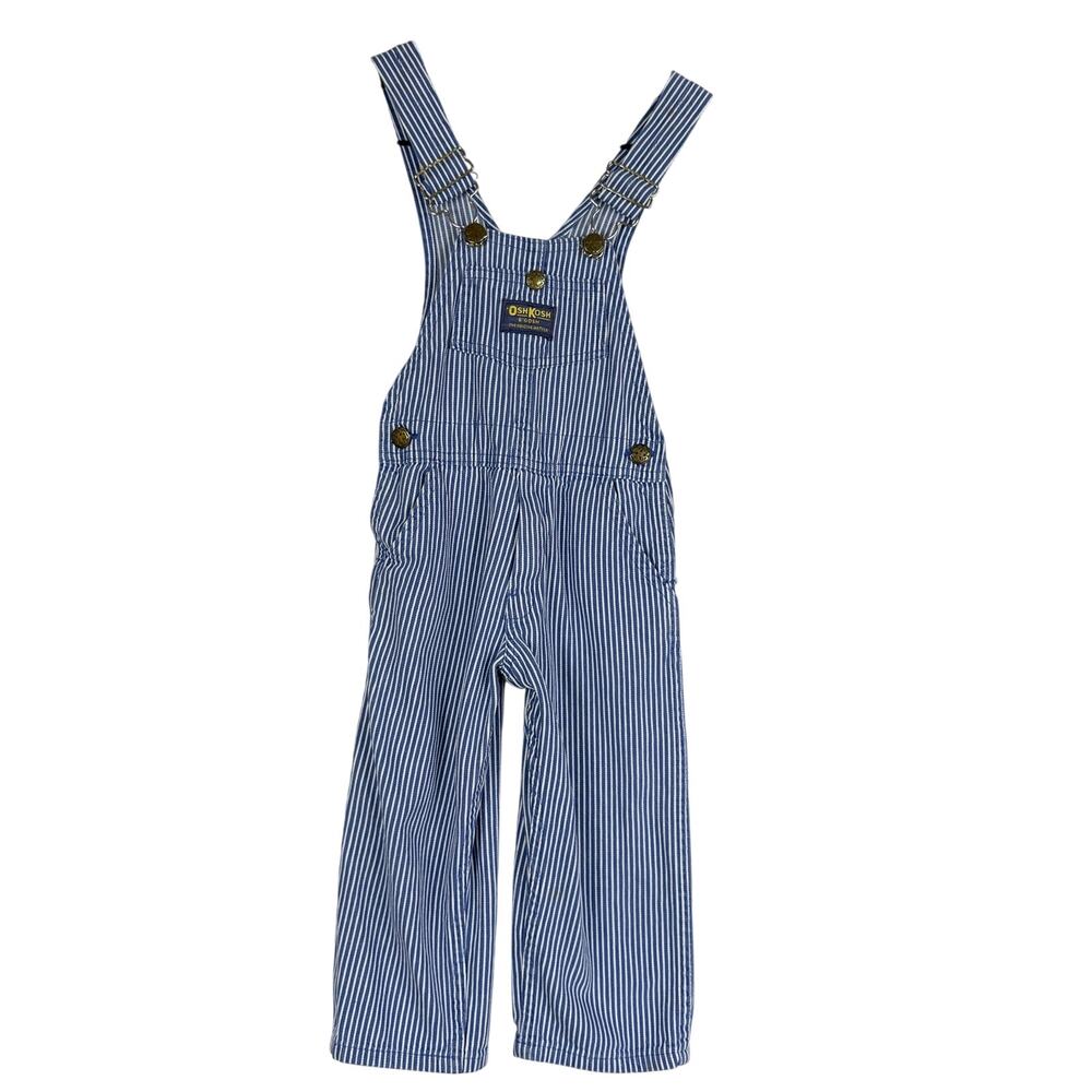 Vintage OshKosh B’Gosh USA Stripe Blue Overalls - 3 3T